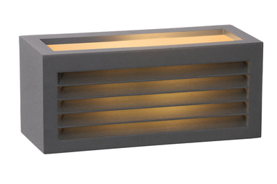 Lucide DIMO wall light Anthracite, indoor outdoor, E27 socket, IP54, rectangular aluminum housing