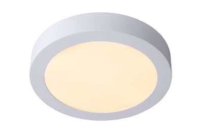 Lucide BRICE LED bathroom ceiling light, dimmable 15W 3000K, IP44 round 24cm White modern design