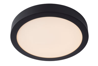Lucide BRICE LED ceiling light, 30W 3000K dimmable, IP44 round 30cm, Matt Black, modern bathroom lighting
