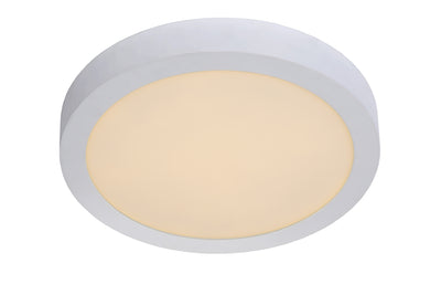 Lucide BRICE LED bathroom ceiling light, dimmable 30W 3000K, round 300mm, IP44, White finish