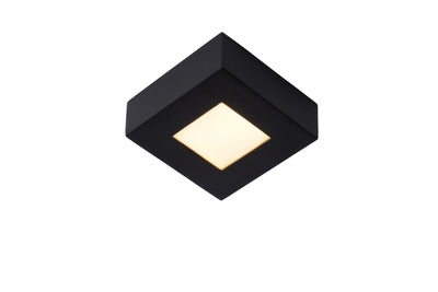 Lucide BRICE LED bathroom ceiling light, dimmable 8W 3000K, IP44, square black finish