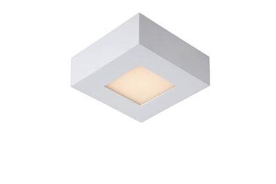 Lucide BRICE LED bathroom ceiling light, dimmable 8W 3000K, IP44, square white aluminum 220-240V