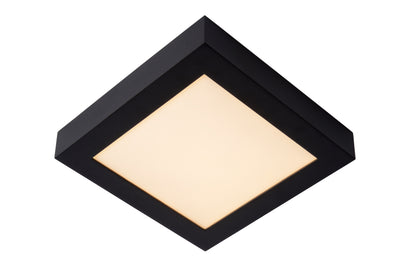 Lucide BRICE LED bathroom ceiling light, dimmable 22W 3000K IP44, square 220mm Matt Black