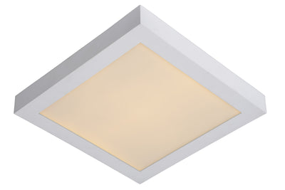 Lucide BRICE LED bathroom ceiling light, dimmable 30W 3000K, IP44, White, modern square design