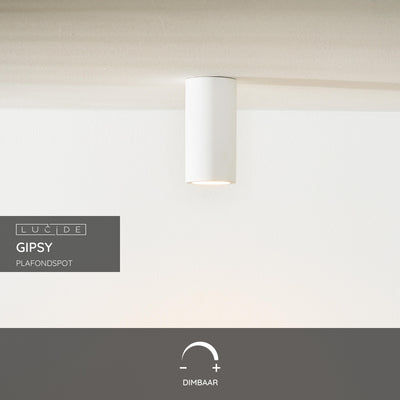 Lucide Gipsy ceiling spotlight, 1xGU10, 220-240V, IP20, White gypsum, cylindrical modern design Ø7cm