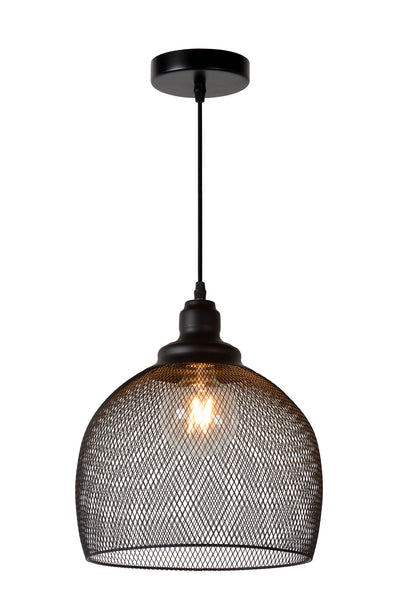 Lucide MESH hanging lamp Black Ø28cm 1xE27 modern metal pendant light IP20 height adjustable dimmable