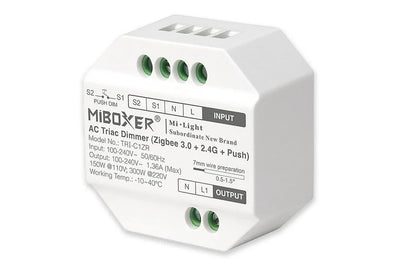 Miboxer LED-Dimm Modul Einbau AC TRIAC dimmbar Zigbee 3.0 RF 2.4GHz Push Tuya smarte Lichtsteuerung