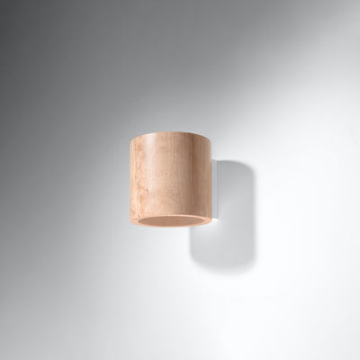Sollux Lighting ORBIS wall lamp natural wood, LED compatible, IP20, 220-240V, CE RoHS, Matte Gold finish