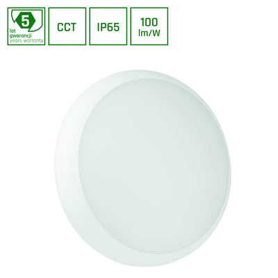 Spectrum NYMPHEA CITY PRO LED surface round light 18W 230V CCT 1800 lumens IP65 IK10 sensor