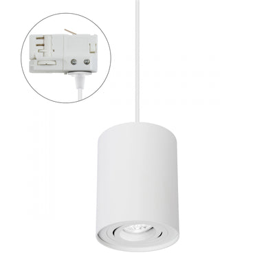 Spectrum CHLOE GU10 3-Phasen Stromschienenstrahler, 250V, IP20, Weißes Aluminium, Verstellbar Rund, 94x125mm