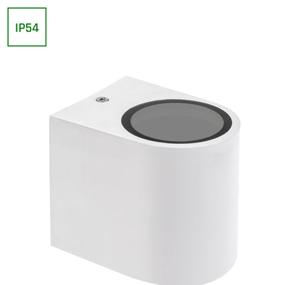 Spectrum LED GU10 wall sconce, 1 light, 250V, IP54, White polycarbonate housing 80x73x95mm for indoor outdoor use