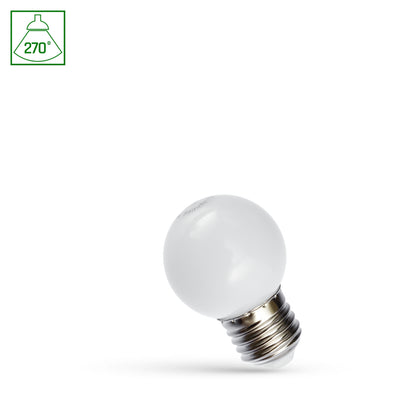 Spectrum LED Ball G45 E27 1W 230V 6000K Cold White 55 lumens 270° beam indoor bulb