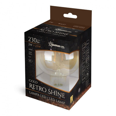 Spectrum LED Globe G125 E27 2W 230V 2400K Warm White Retroshine COG filament 230 lumens non dimmable