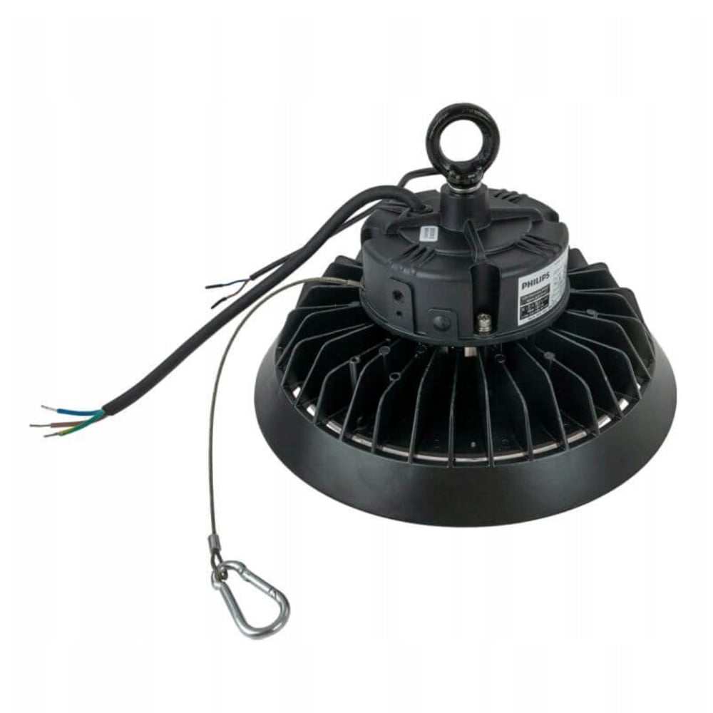 Tsong LED High Bay UFO 100W 15000 Lumen 1-10V Dimmbar 3000K CRI 80 Philips Chip IP20 CE RoHS Schwarz