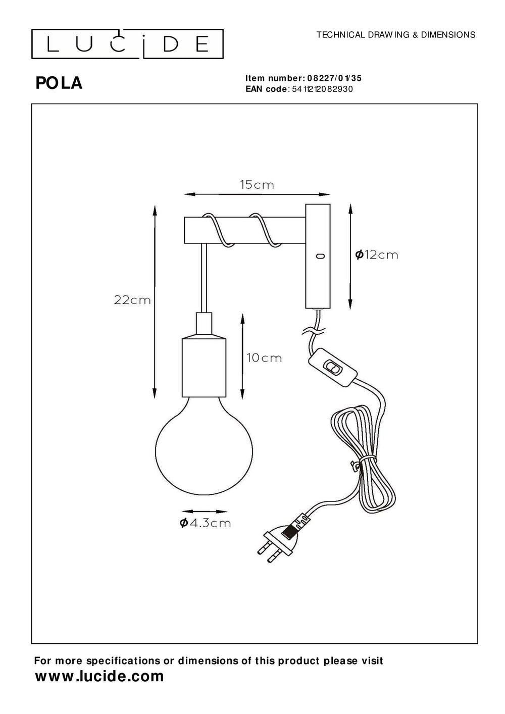 Lucide POLA Kinder-Wandleuchte, 1xE27 Fassung, Blaue Ausführung, Modernes rundes Design, 220-240V, IP20