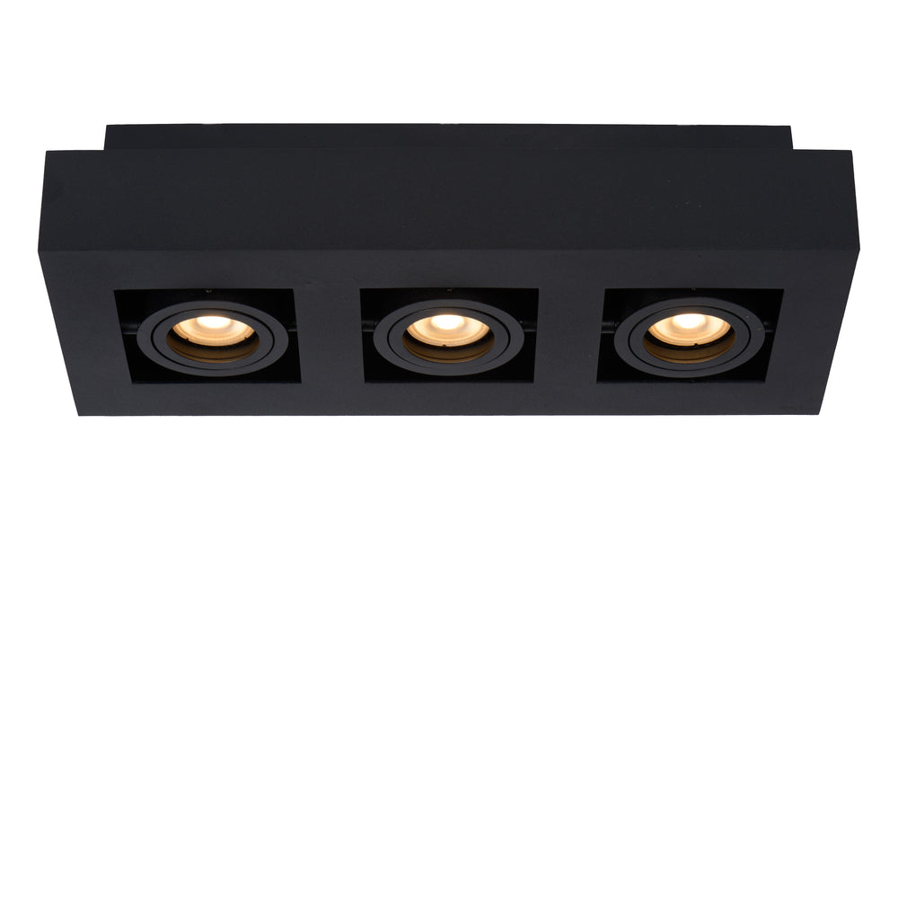 Lucide XIRAX LED Deckenstrahler, 3x5W GU10, Dim-to-Warm 2200K-3000K, IP20, Sand Schwarz Aluminium