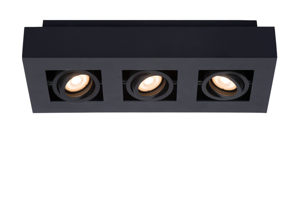 Lucide XIRAX LED Deckenstrahler, 3x5W GU10, Dim-to-Warm 2200K-3000K, IP20, Sand Schwarz Aluminium