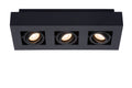 Lucide XIRAX LED Deckenstrahler, 3x5W GU10, Dim-to-Warm 2200K-3000K, IP20, Sand Schwarz Aluminium
