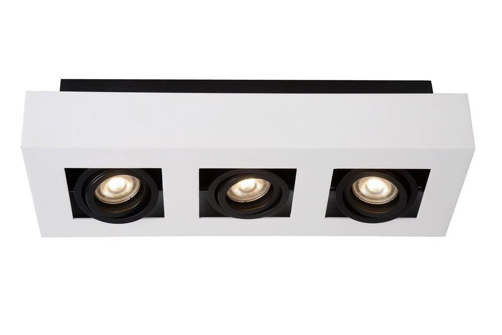 Lucide XIRAX LED-Deckenstrahler, 3x5W GU10, dim to warm 2200K-3000K, IP20, Weißes Aluminium