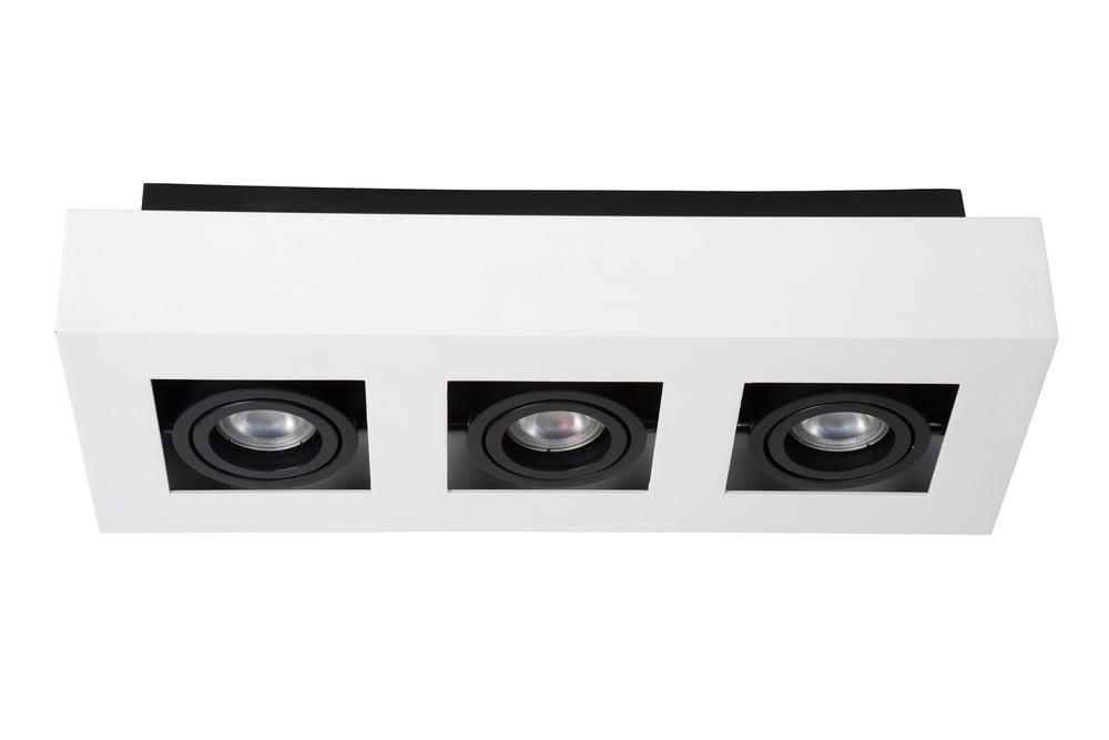 Lucide XIRAX LED-Deckenstrahler, 3x5W GU10, dim to warm 2200K-3000K, IP20, Weißes Aluminium