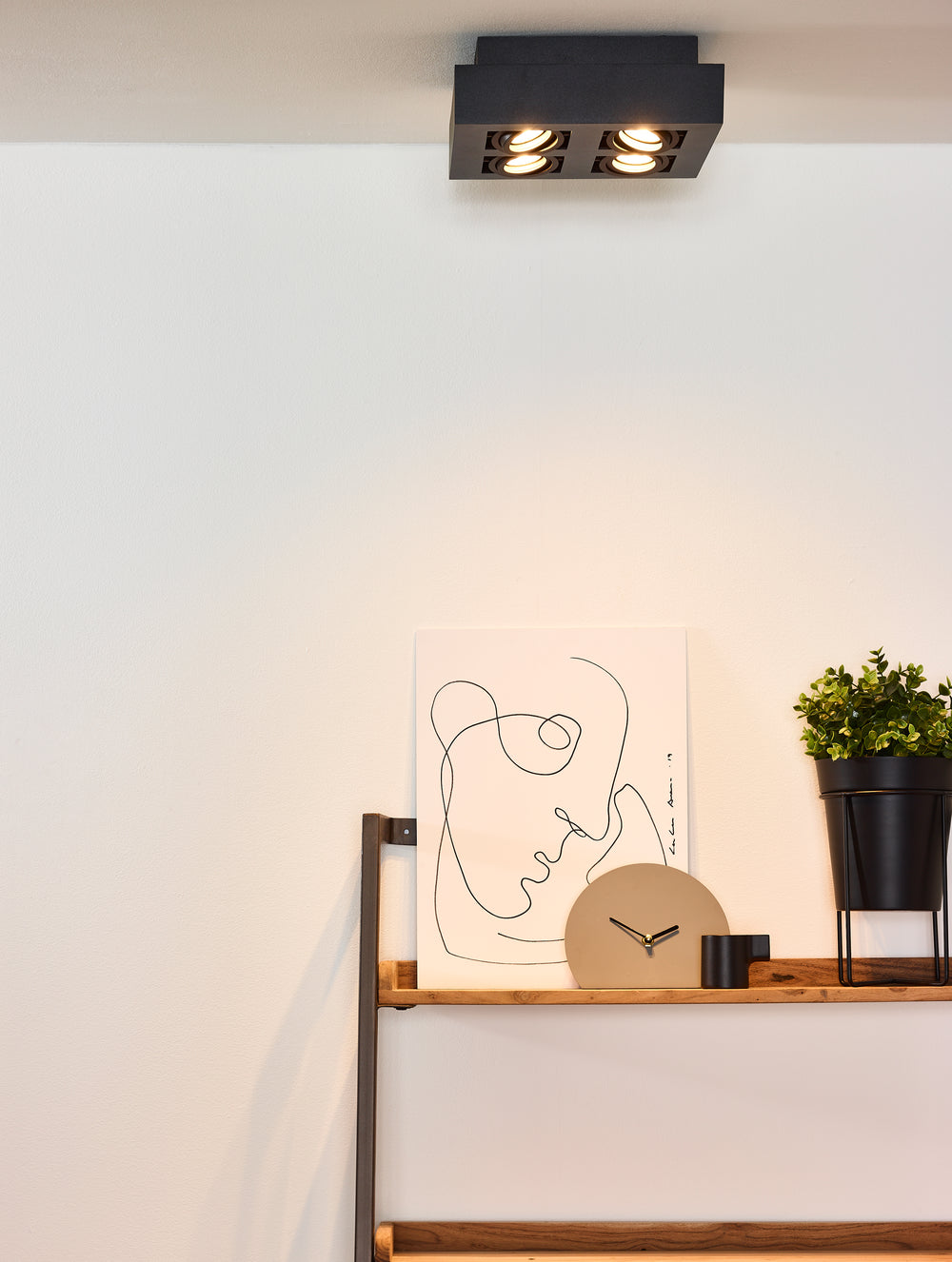 Lucide XIRAX LED ceiling spotlight 4x5W GU10 dim to warm 2200K-3000K Black aluminium modern square IP20