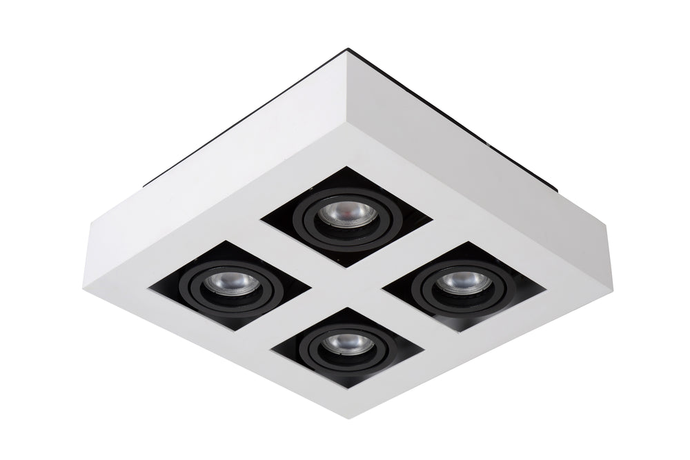 Lucide XIRAX LED-Deckenstrahler, 4x5W GU10, dim to warm 2200K-3000K, IP20, quadratisch Weiß Aluminium