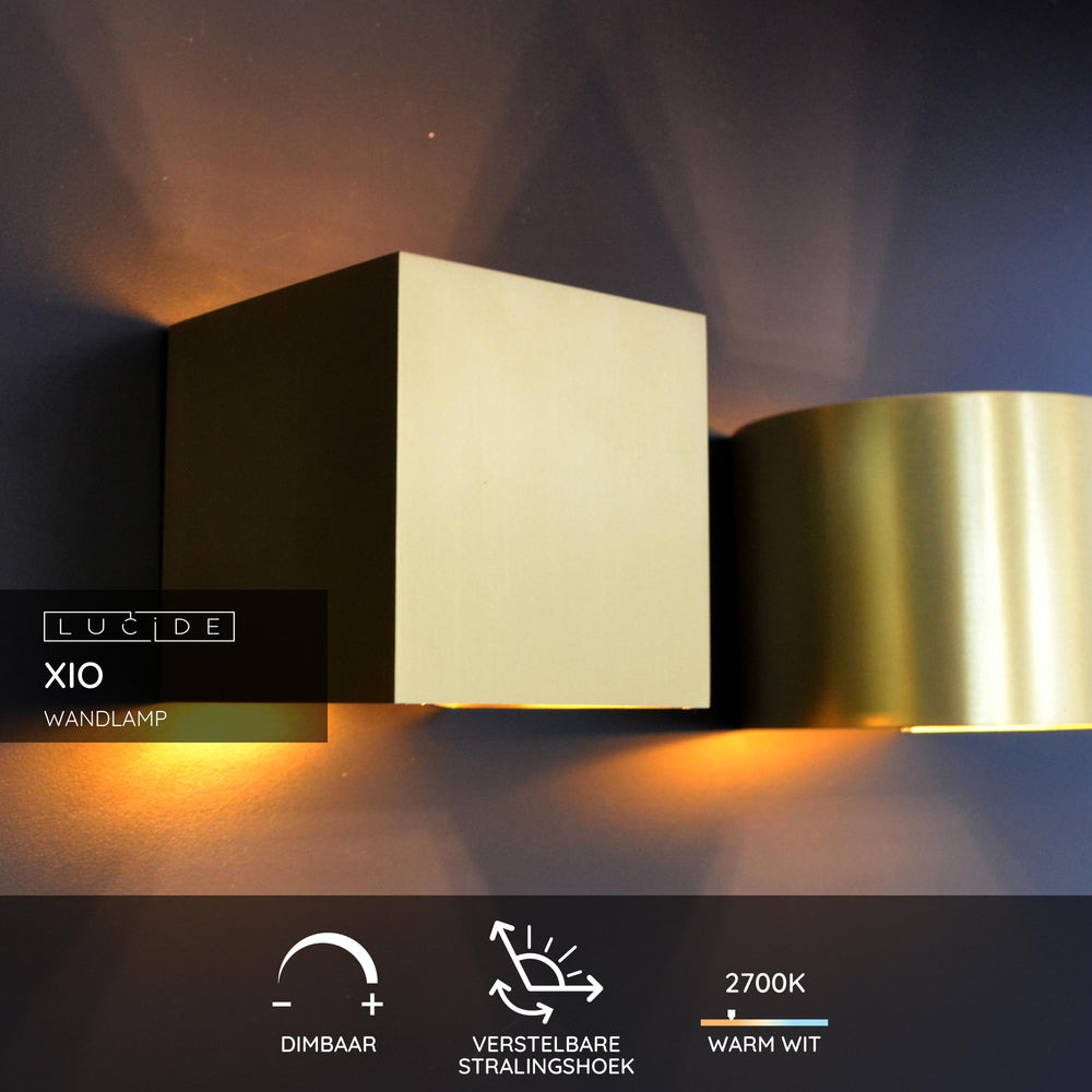 Lucide XIO wall light LED dimmable G9 3.5W 2700K adjustable beam angle Matte Gold Brass IP20