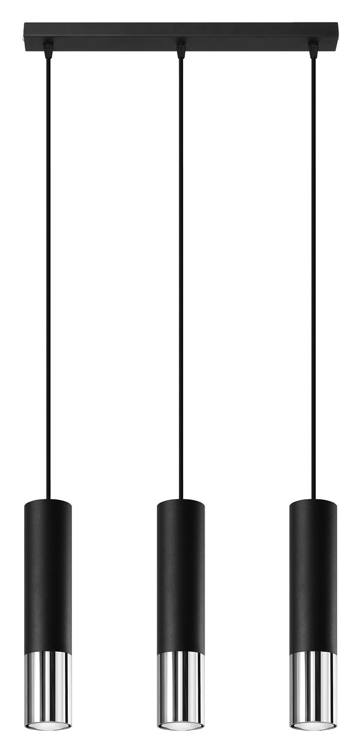 Led hanglamp zwart chrome loopez 3x gu10 fitting by sollux lighting