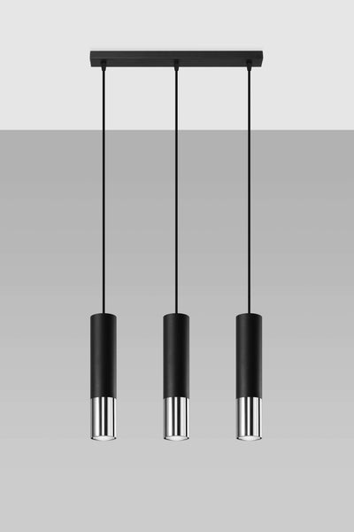 Led hanglamp zwart chrome loopez 3x gu10 fitting by sollux lighting