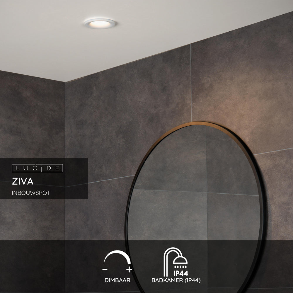 Lucide ZIVA LED recessed bathroom spotlight, GU10 socket, IP44, round aluminium, Sand White, Ø84mm