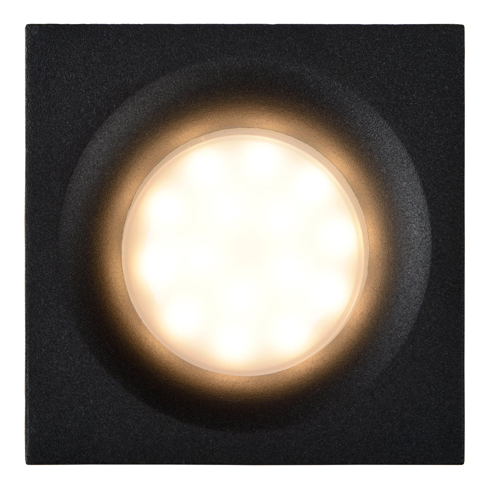 Lucide ZIVA recessed LED spot Sand Black, 1xGU10, IP44 bathroom light, square aluminium 85x85mm