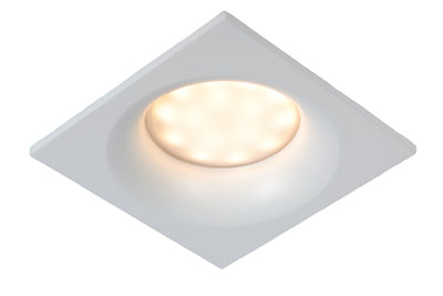 Lucide ZIVA bathroom recessed spotlight, 1xGU10, IP44, White aluminium, square 85x85mm, modern design