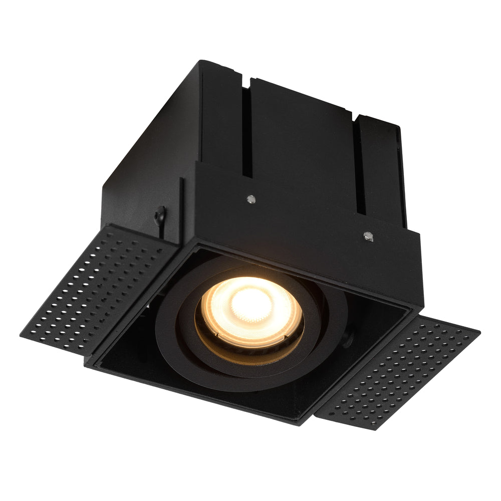 Lucide TRIMLESS square recessed spot, 1xGU10, 50W max, dimmable, IP20, Sand Black aluminium