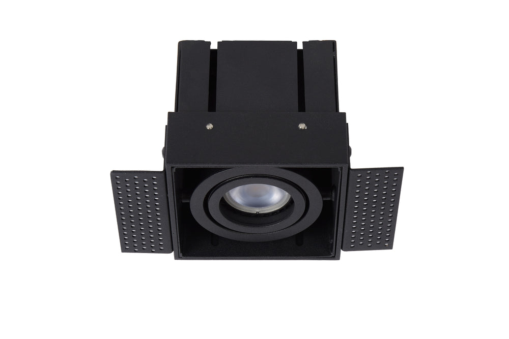 Lucide TRIMLESS square recessed spot, 1xGU10, 50W max, dimmable, IP20, Sand Black aluminium