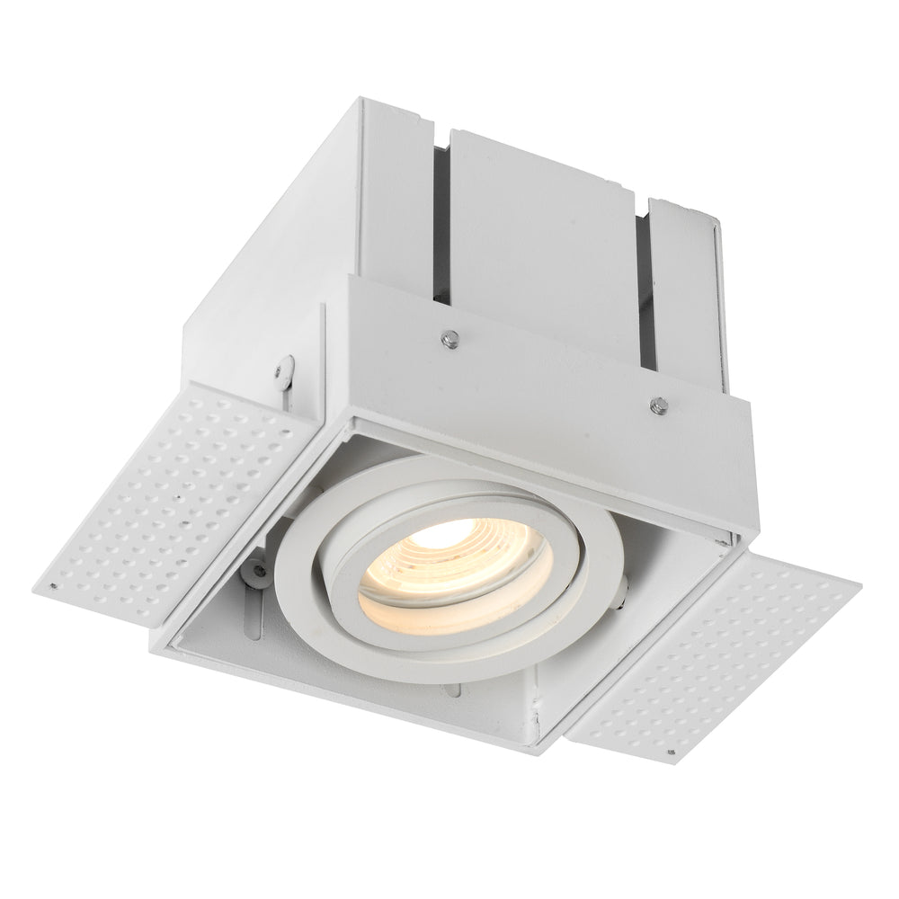 Lucide TRIMLESS recessed spotlight, 1xGU10, square, Sand White, IP20, modern aluminum design