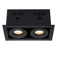 Lucide CHIMNEY Einbaustrahler 2xGU10 Sand Schwarz Aluminium IP20 220-240V 205x115mm modernes Design