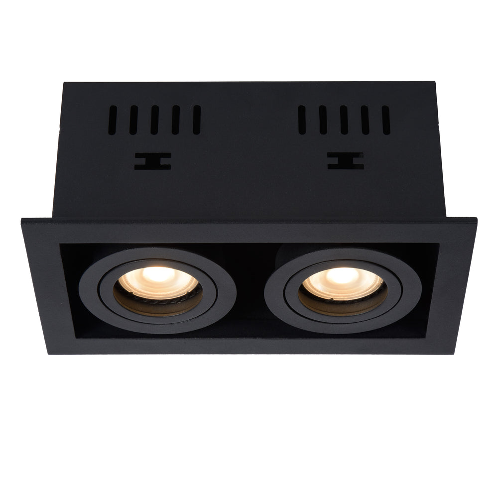 Lucide CHIMNEY recessed spotlight 2xGU10 Sand Black Aluminium IP20 220-240V 205x115mm modern design