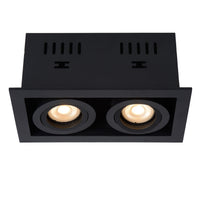 Lucide CHIMNEY Einbaustrahler 2xGU10 Sand Schwarz Aluminium IP20 220-240V 205x115mm modernes Design