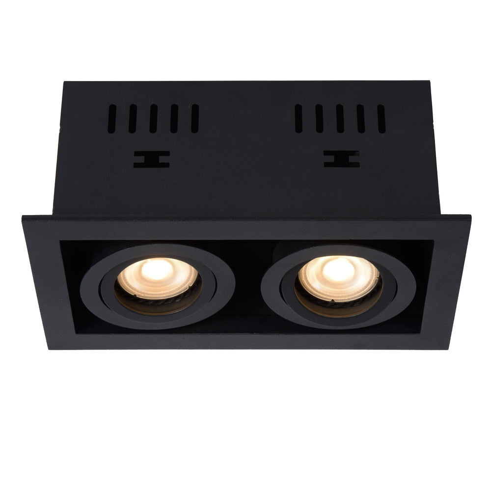 Lucide CHIMNEY recessed spotlight 2xGU10 Sand Black Aluminium IP20 220-240V 205x115mm modern design