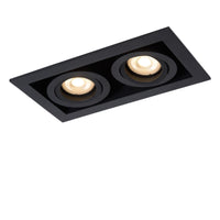 Lucide CHIMNEY Einbaustrahler 2xGU10 Sand Schwarz Aluminium IP20 220-240V 205x115mm modernes Design
