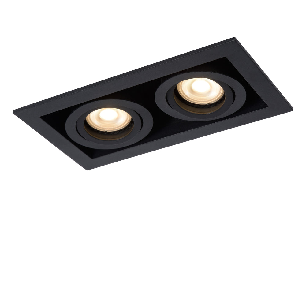 Lucide CHIMNEY recessed spotlight 2xGU10 Sand Black Aluminium IP20 220-240V 205x115mm modern design