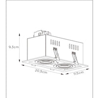 Lucide CHIMNEY Einbaustrahler 2xGU10 Sand Schwarz Aluminium IP20 220-240V 205x115mm modernes Design