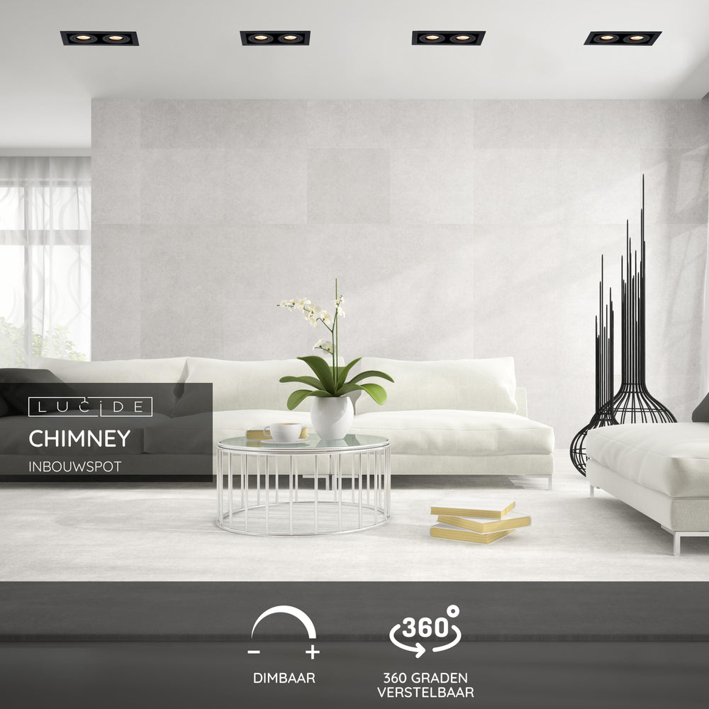 Lucide CHIMNEY recessed spotlight 2xGU10 Sand Black Aluminium IP20 220-240V 205x115mm modern design