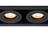 Lucide CHIMNEY Einbaustrahler 2xGU10 Sand Schwarz Aluminium IP20 220-240V 205x115mm modernes Design