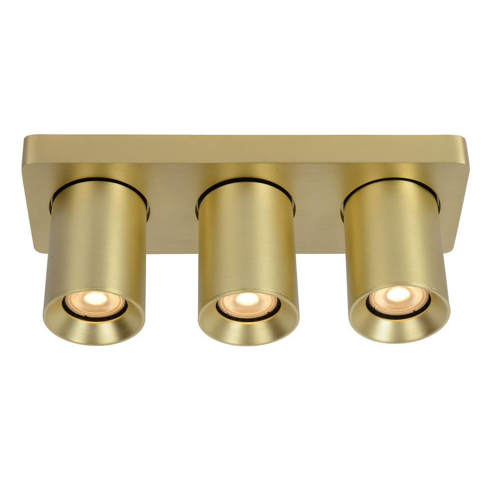 Lucide NIGEL LED-Deckenstrahler, 3x5W GU10 Dim-to-Warm 2200K-3000K, verstellbares gebürstetes Gold-Aluminium