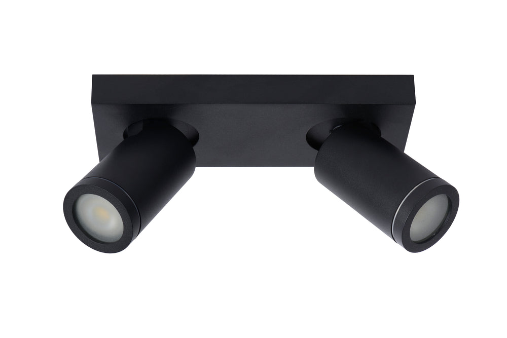 Lucide TAYLOR LED Deckenstrahler, 2x5W GU10 dim to warm 2200K-3000K, IP44 Badezimmerleuchte Schwarz