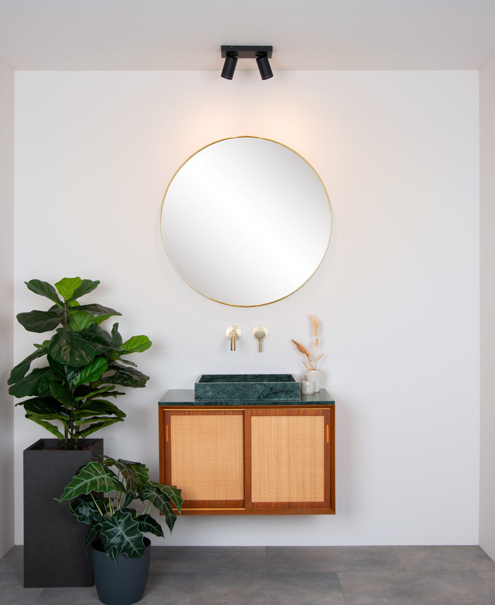 Lucide TAYLOR LED Deckenstrahler, 2x5W GU10 dim to warm 2200K-3000K, IP44 Badezimmerleuchte Schwarz