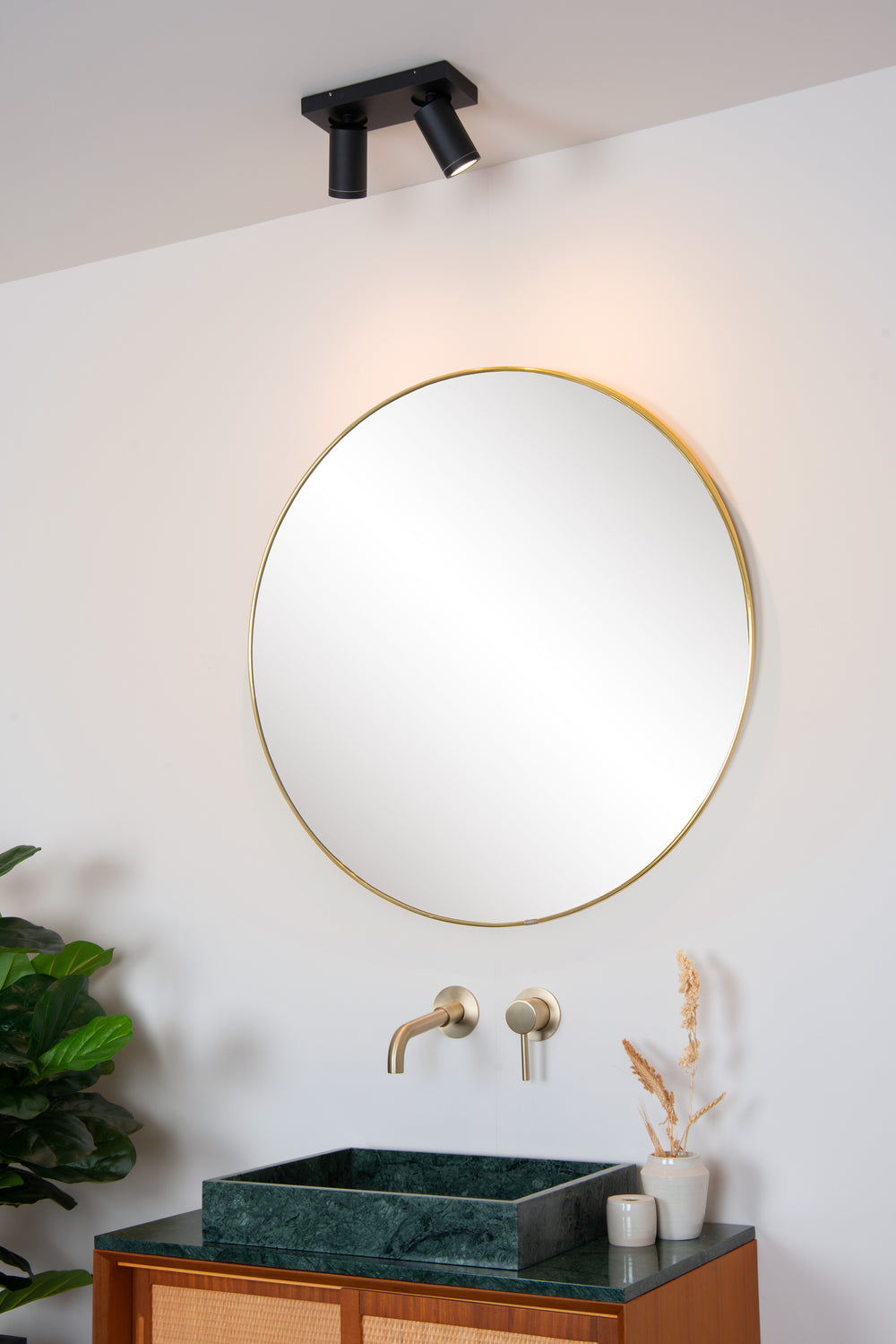 Lucide TAYLOR LED Deckenstrahler, 2x5W GU10 dim to warm 2200K-3000K, IP44 Badezimmerleuchte Schwarz