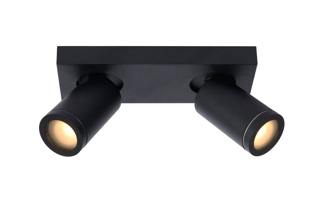Lucide TAYLOR LED Deckenstrahler, 2x5W GU10 dim to warm 2200K-3000K, IP44 Badezimmerleuchte Schwarz
