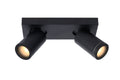 Lucide TAYLOR LED Deckenstrahler, 2x5W GU10 dim to warm 2200K-3000K, IP44 Badezimmerleuchte Schwarz